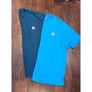 Carhartt 2XL Original Fit Pocket T-Shirts Blue & Navy Cotton Blend Short Sleeve